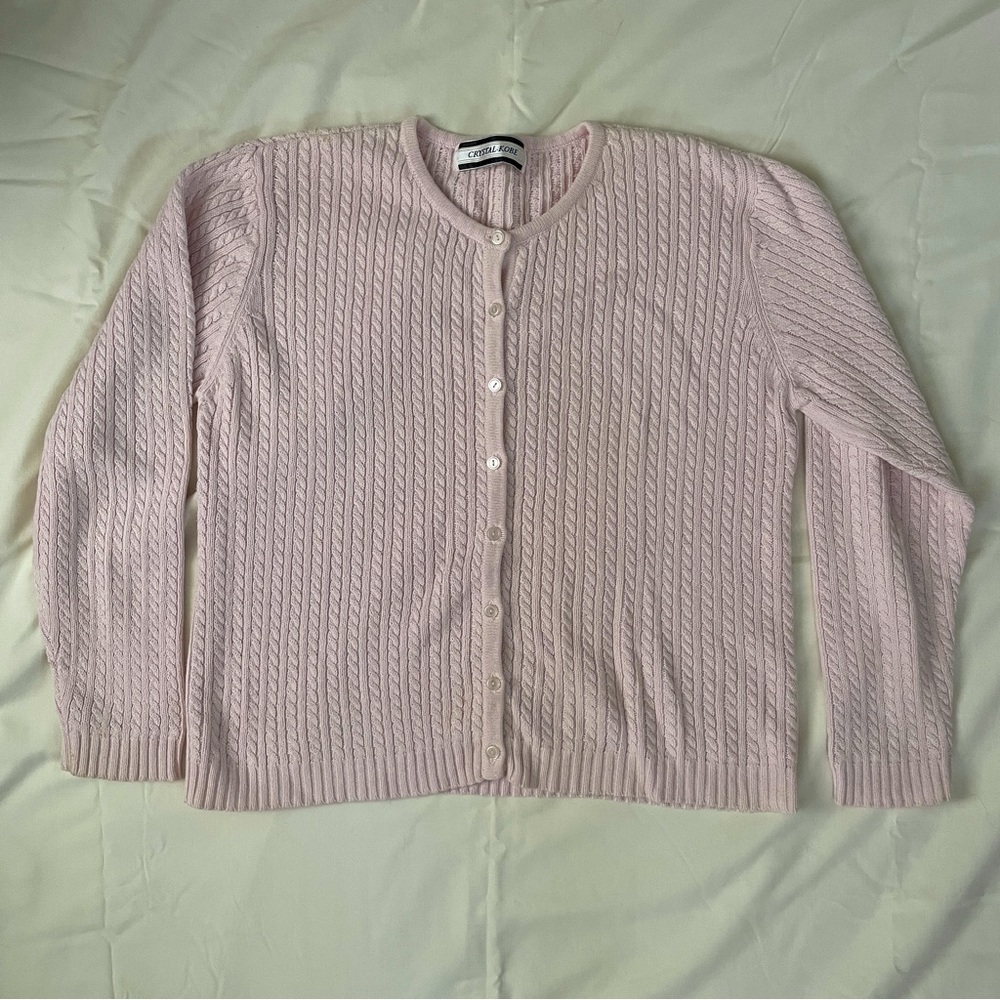 Women’s Light Pink Button Up Cardigan Sweater
